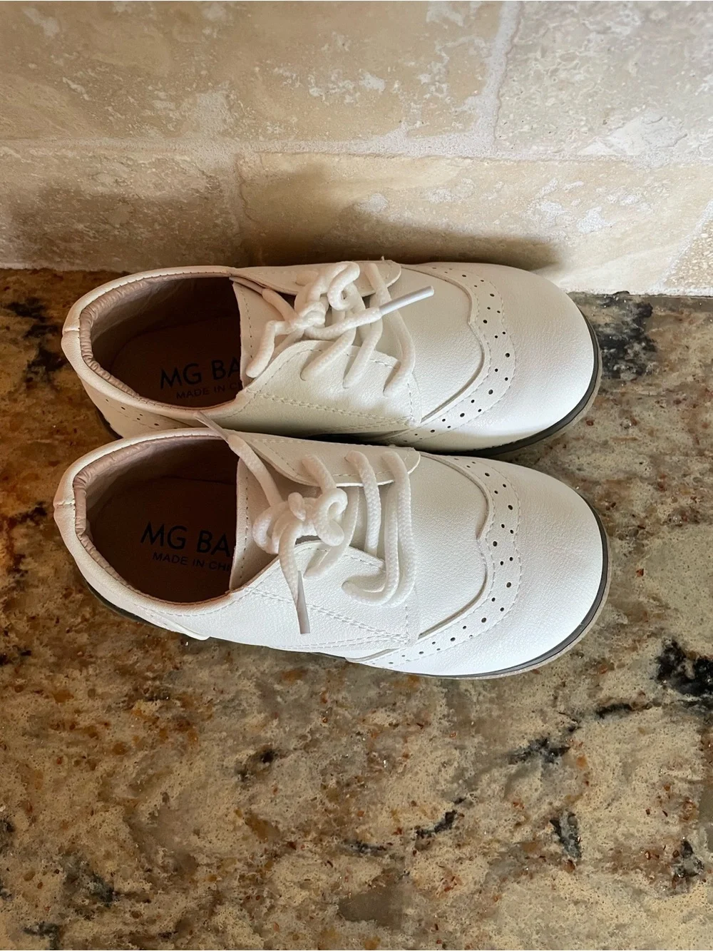 MG Baby White Faux Leather Oxford Dress Shoes are a classic and formal